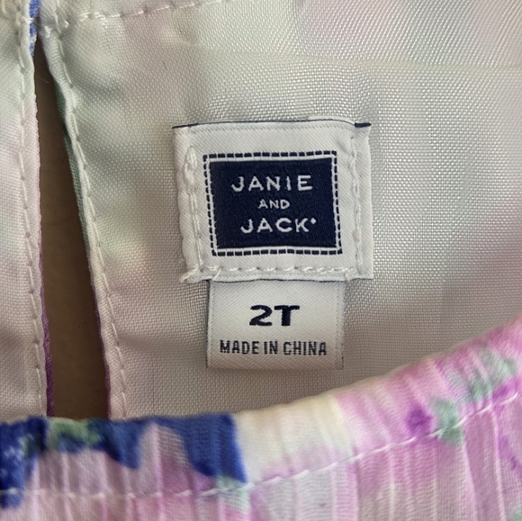 Janie and Jack | Purple White Blue Floral Chiffon A-Line Pleated Dress Size 2T - Picture 4 of 6